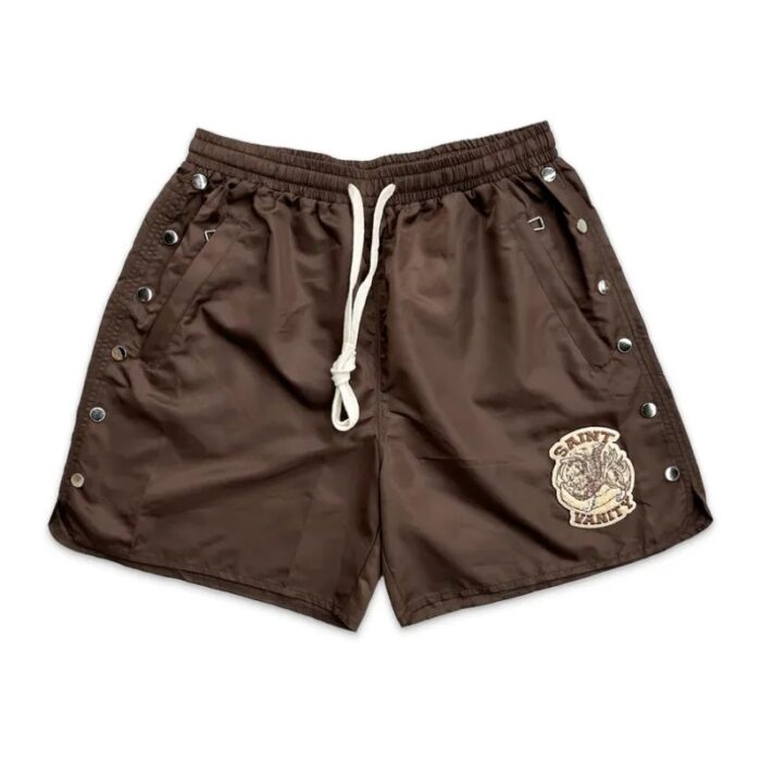 Brown Saint Vanity Logo Nylon Shorts